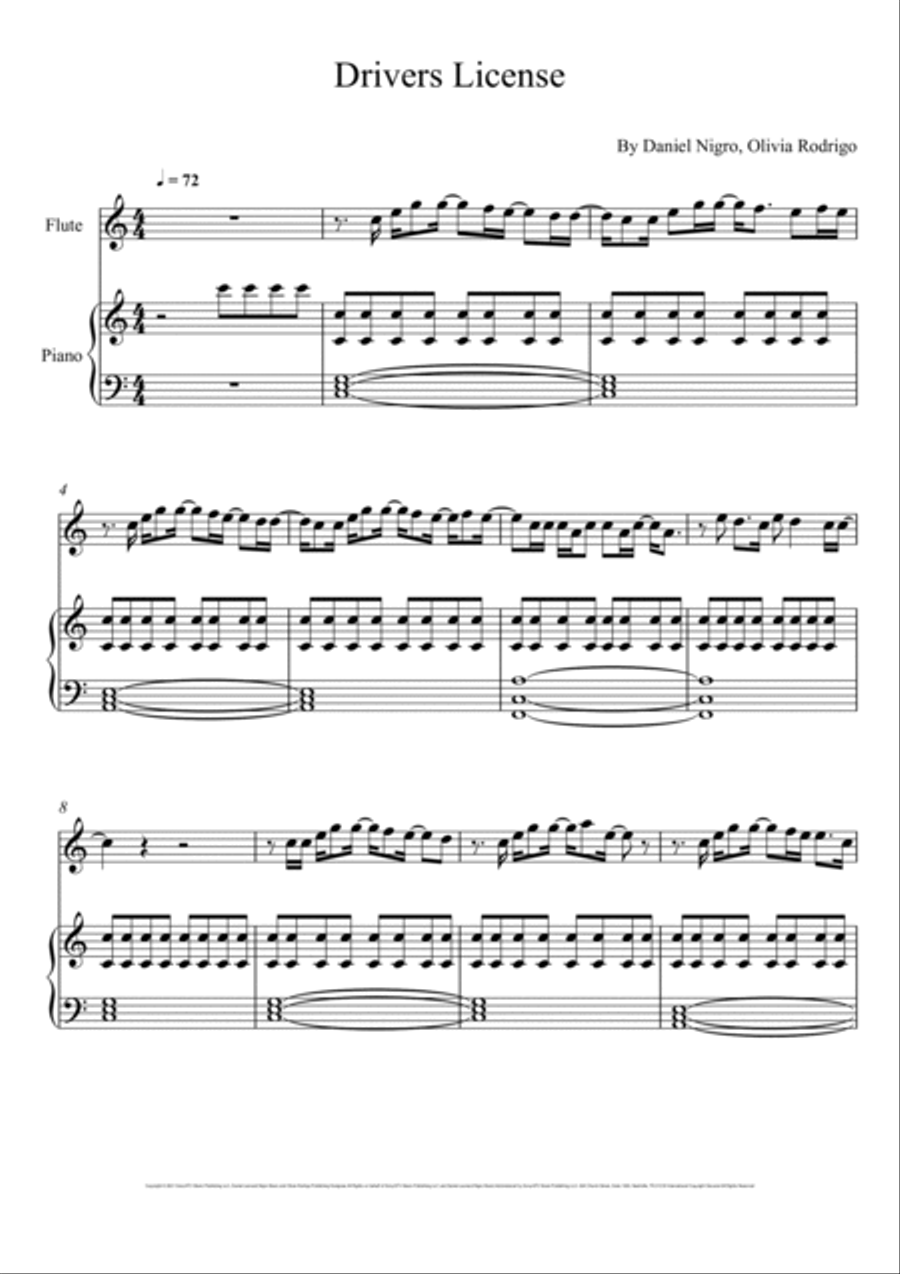 Drivers License Flute Solo scores gallery preview page 1