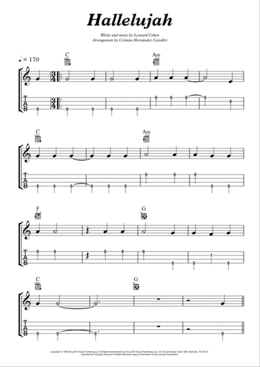Hallelujah Ukulele scores gallery preview page 1