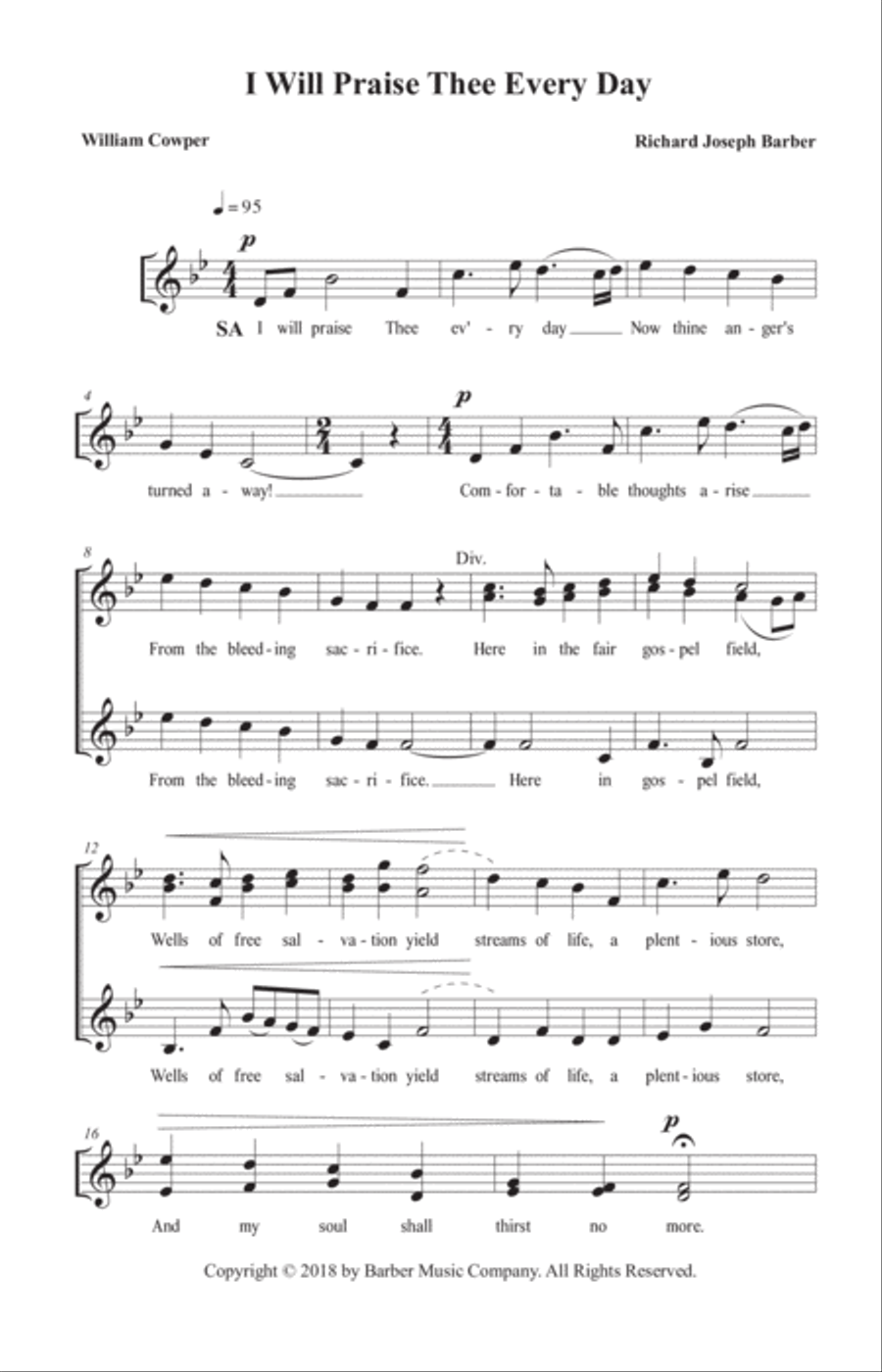 I Will Praise Thee Every Day 4-Part scores gallery preview page 2