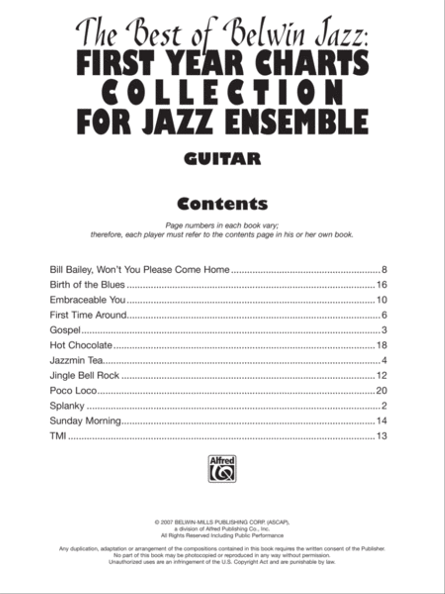 First Year Charts Collection for Jazz Ensemble