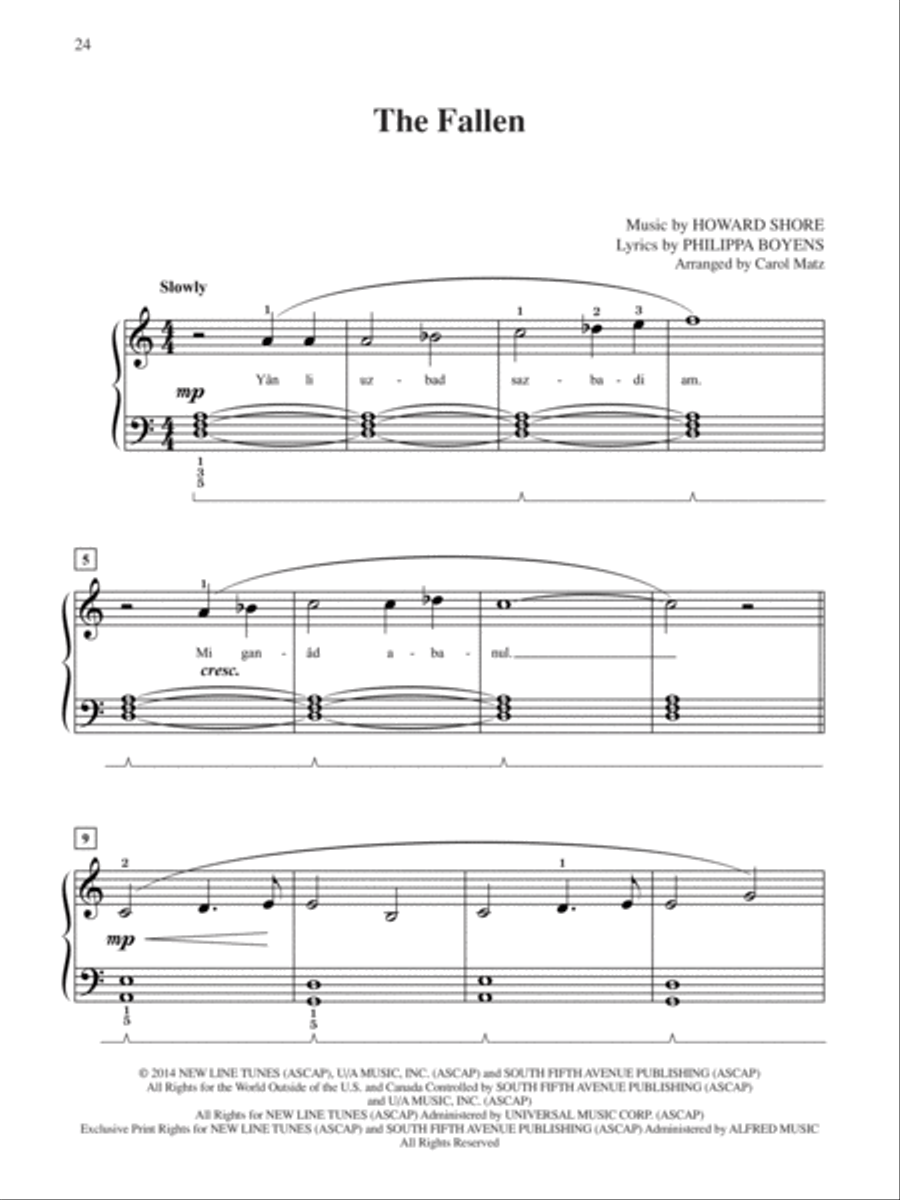 The Hobbit -- The Battle of the Five Armies Easy Piano scores gallery preview page 3