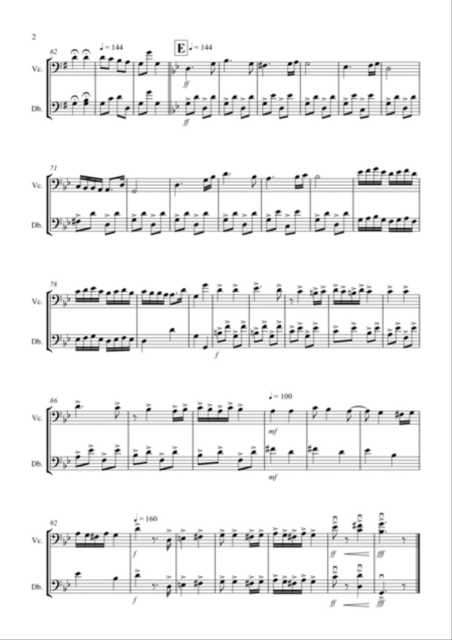 Hungarian Dance No.5 for Cello and Double Bass Duet String Duet scores gallery preview page 2