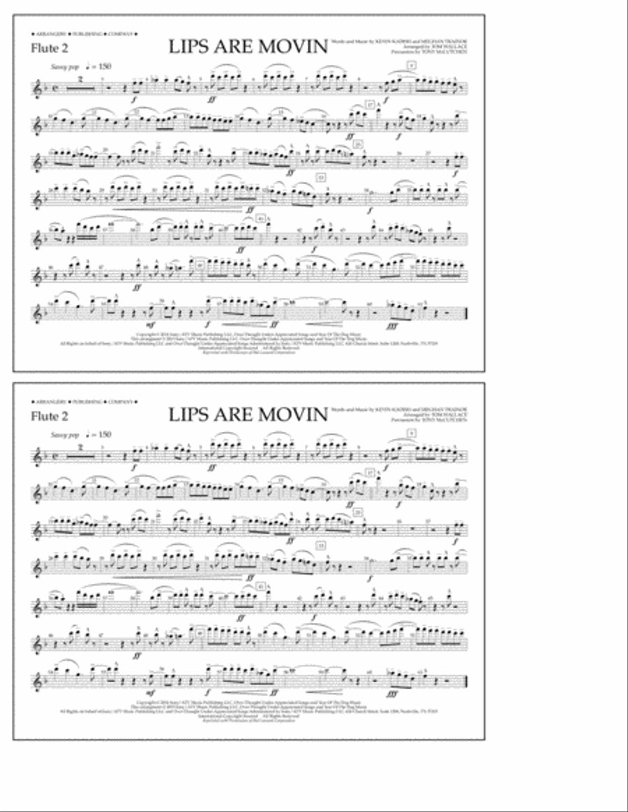 Lips Are Movin - Flute 2 Marching Band scores gallery preview page 1