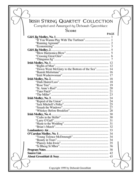 Irish String Quartet Collection - Score