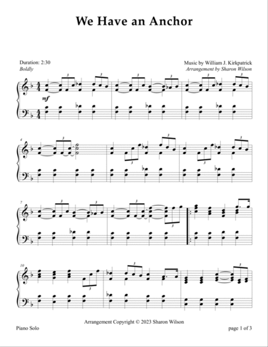 We Have an Anchor Piano Solo scores gallery preview page 3