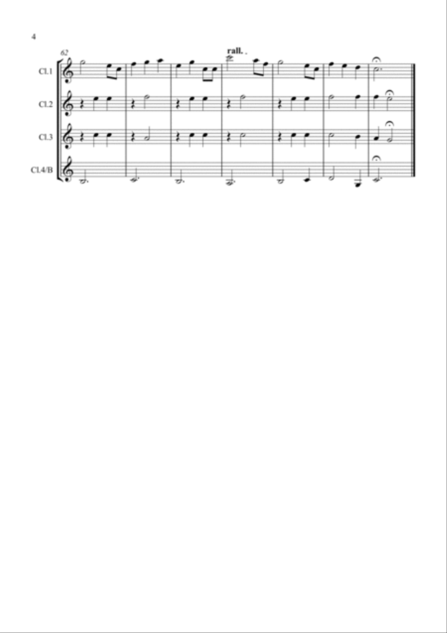 Brahms Lullaby for Clarinet Quartet Clarinet Quartet scores gallery preview page 4