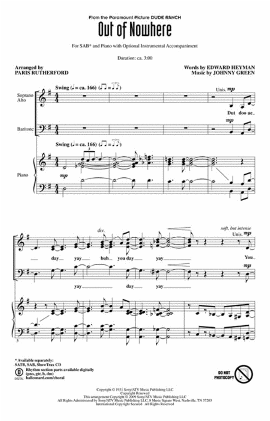 Out of Nowhere Out of Nowhere 3-Part scores gallery preview page 2
