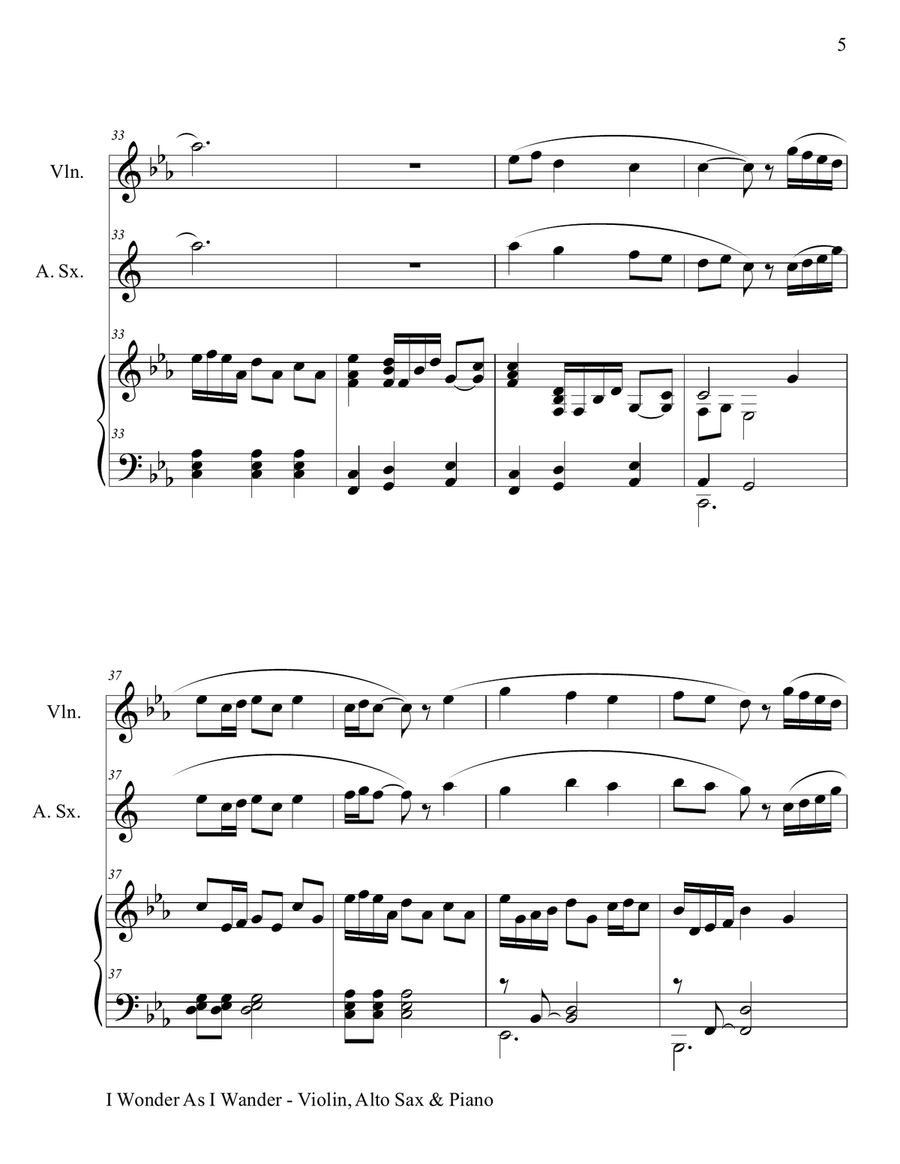 I Wonder As I Wander I Wonder As I Wander Alto Saxophone scores gallery preview page 6