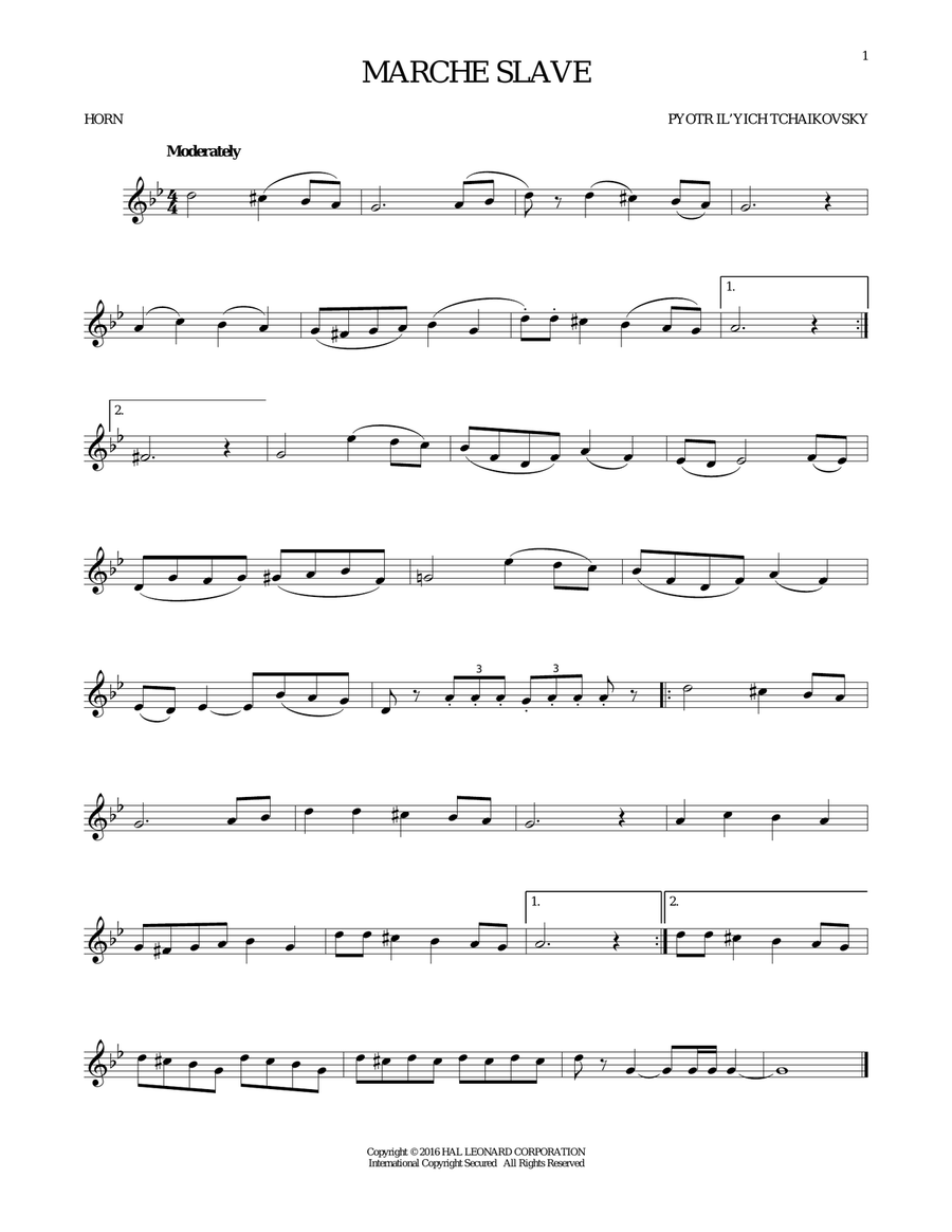Marche Slav, Op. 31 Marche Slav, Op. 31 Horn Solo scores gallery preview page 1