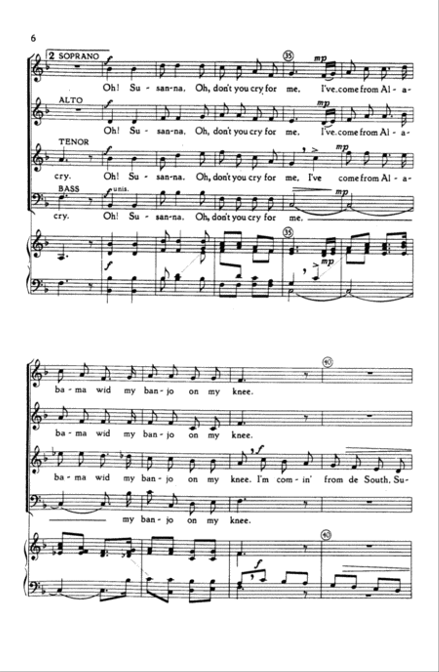 Oh! Susanna Choir scores gallery preview page 4