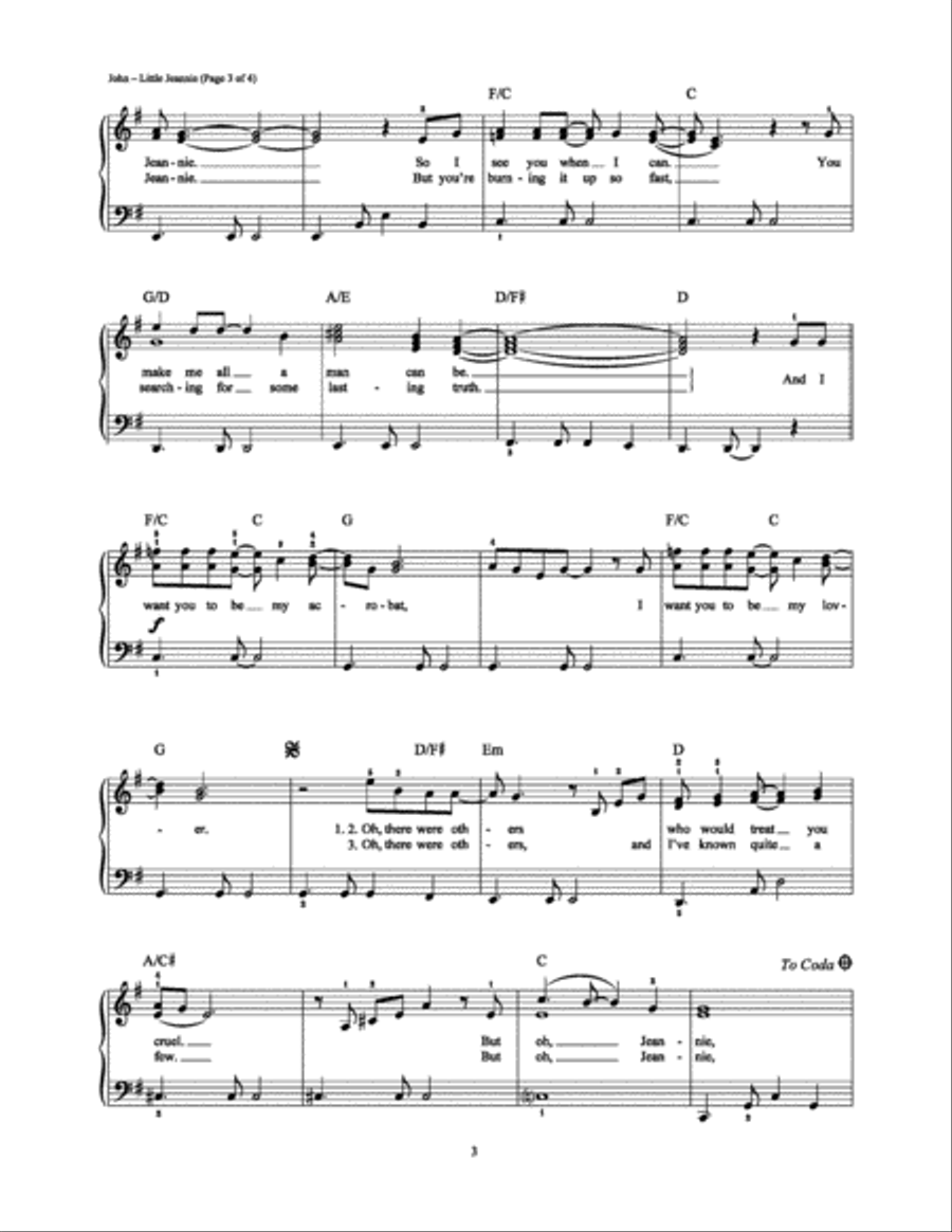 Little Jeannie Little Jeannie Easy Piano scores gallery preview page 3