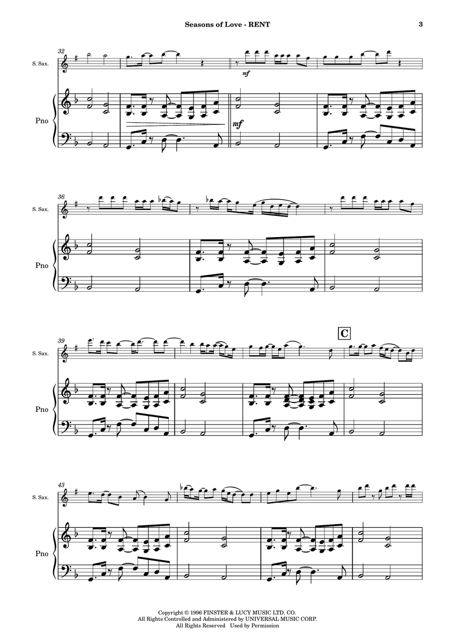 Seasons Of Love Soprano Saxophone scores gallery preview page 4