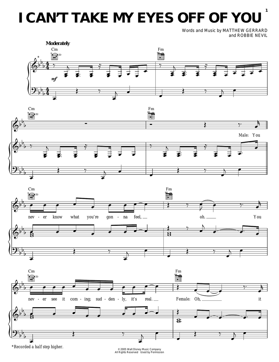 I Can't Take My Eyes Off Of You Piano, Vocal, Guitar scores gallery preview page 1