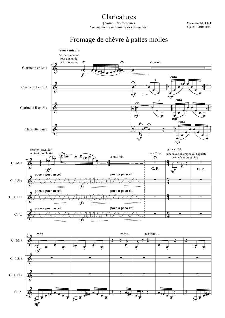 Claricatures, for clarinet quartet - score