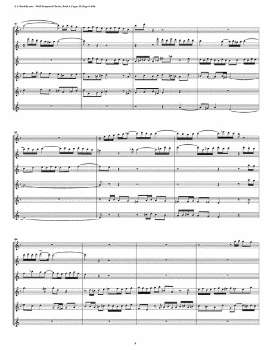 Fugue 20 from Well-Tempered Clavier, Book 1 (Saxophone Sextet) Woodwind Ensemble scores gallery preview page 6
