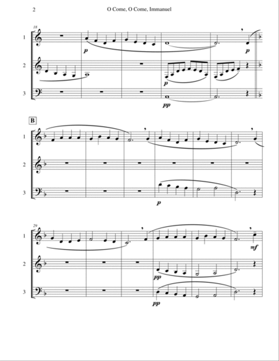 Immanuel (Emmanuel) - Brass Trio, O Come Brass Trio scores gallery preview page 3
