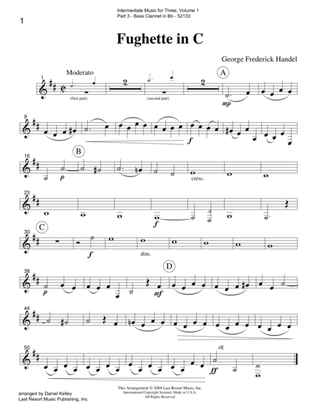Book cover for Intermediate Music for Three, Volume 1 - Part 3 for Bass Clarinet