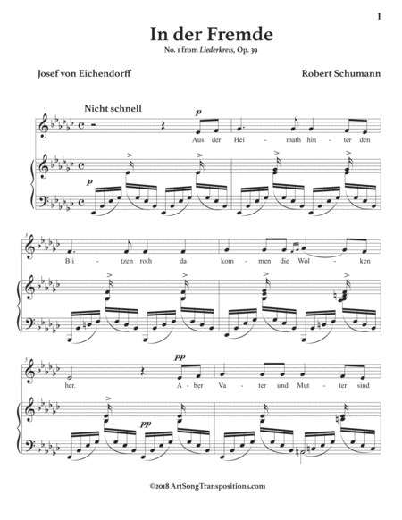 SCHUMANN: In der Fremde, Op. 39 no. 1 (transposed to E-flat minor)