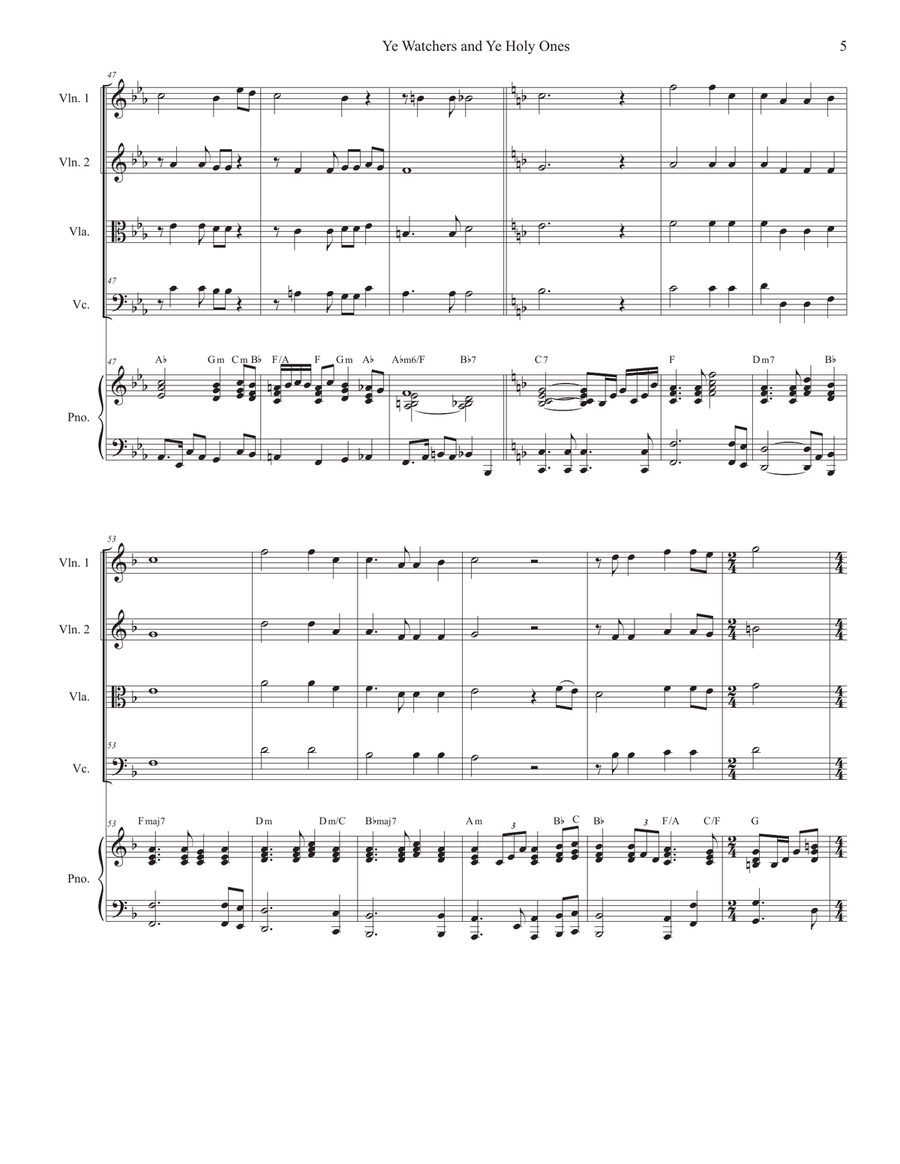 Ye Watchers and Ye Holy Ones (String Quartet and Piano) Piano Quintet scores gallery preview page 6