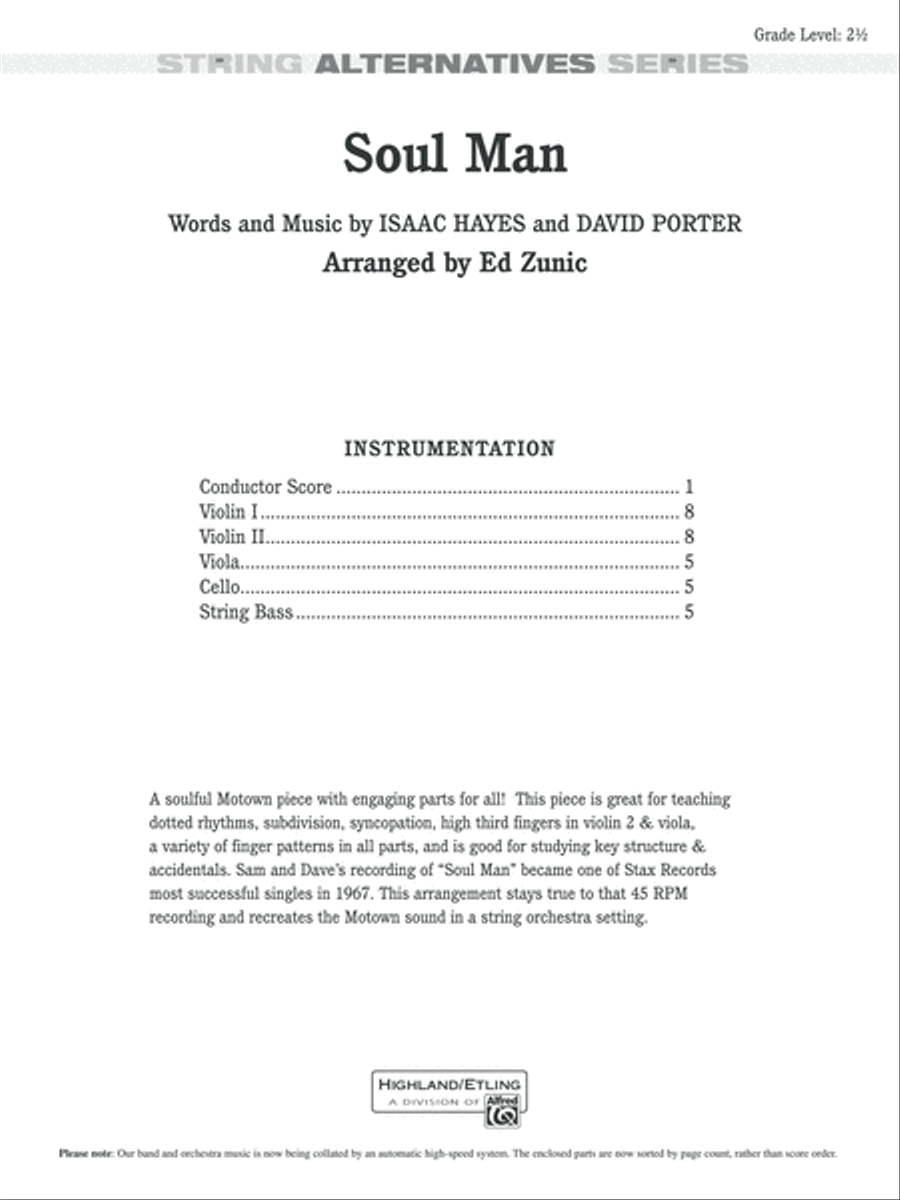 Soul Man: Score Soul Man: Score String Orchestra scores gallery preview page 1