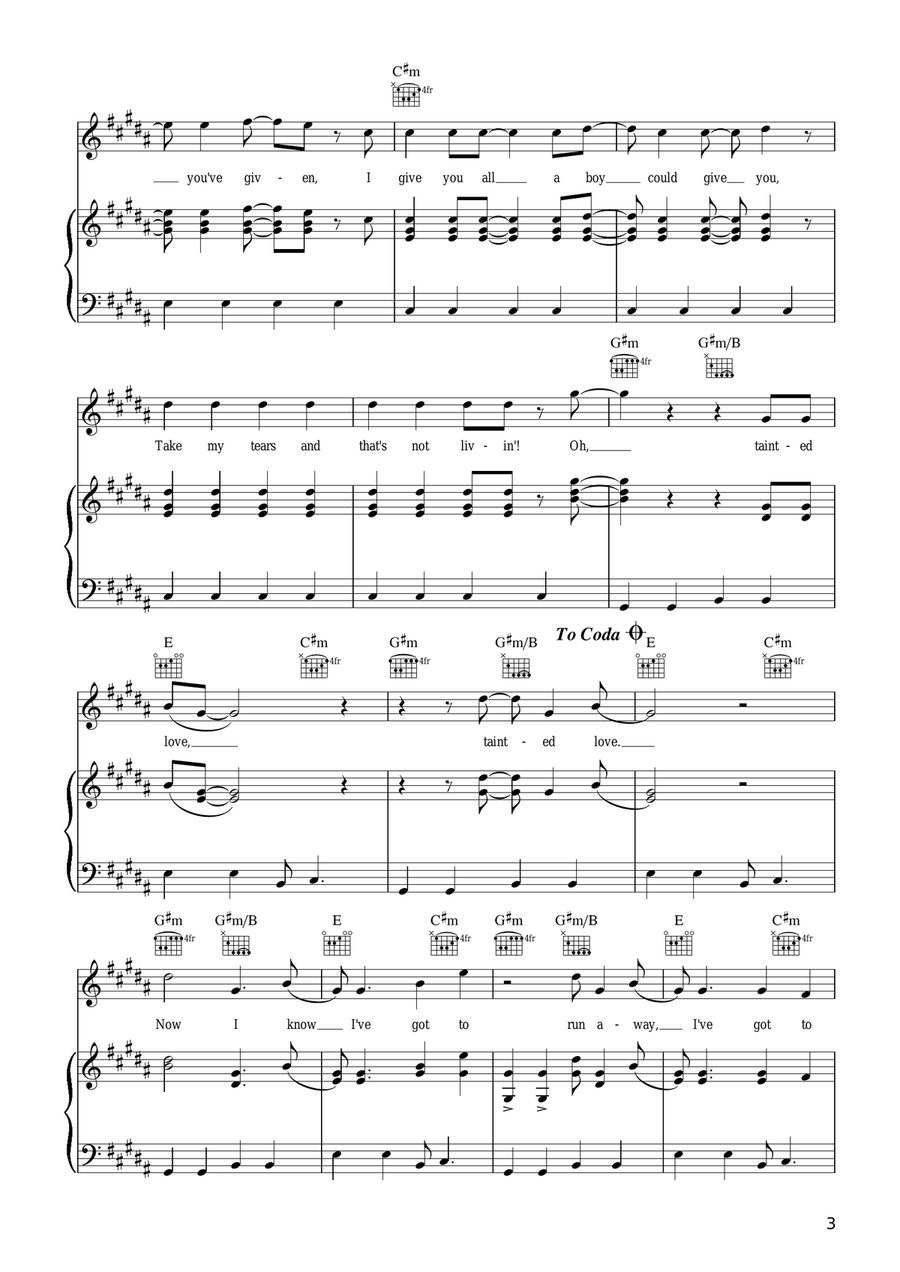 Tainted Love Tainted Love Piano, Vocal, Guitar scores gallery preview page 3