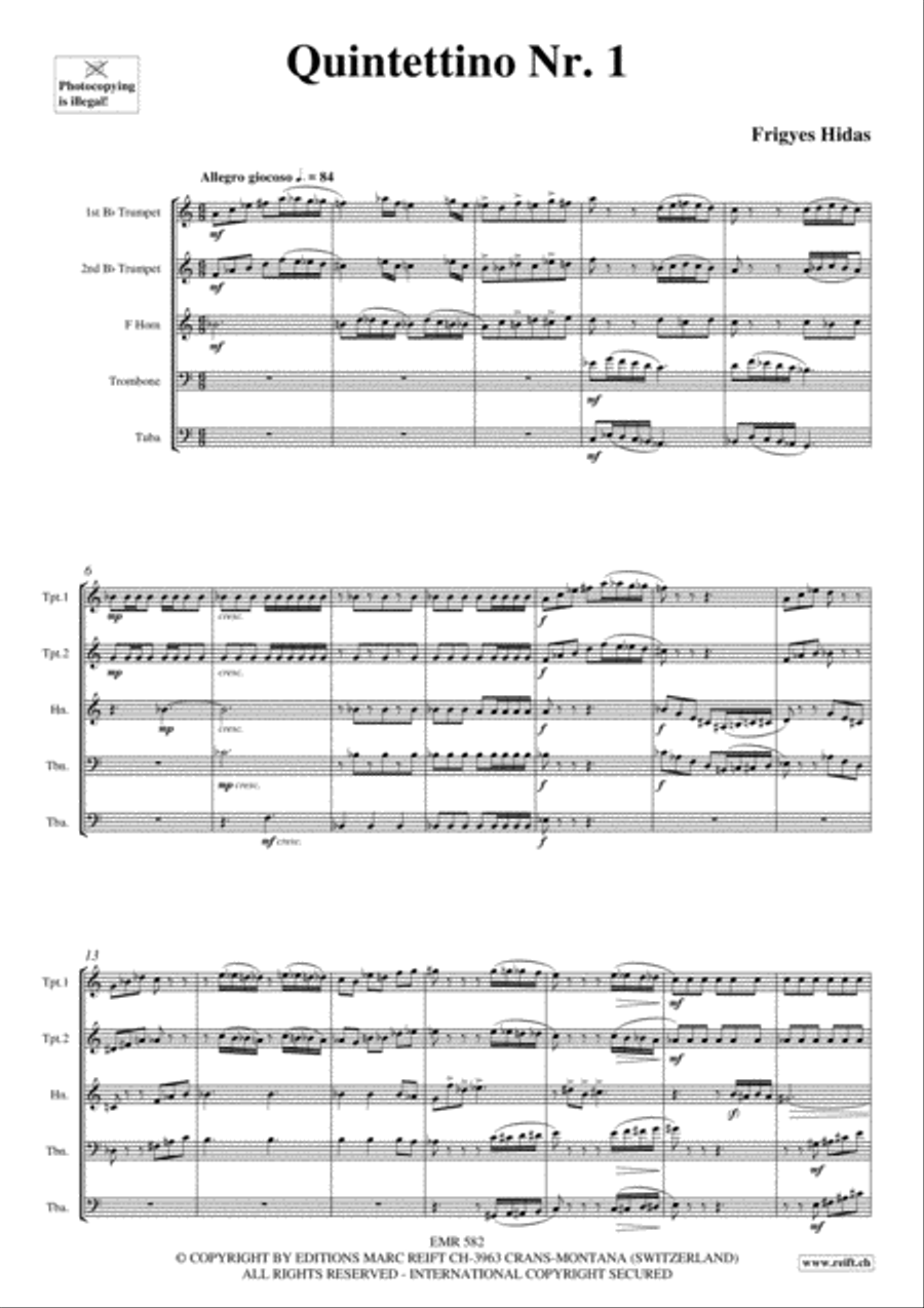 Quintettino No. 1 Brass Quintet scores gallery preview page 3