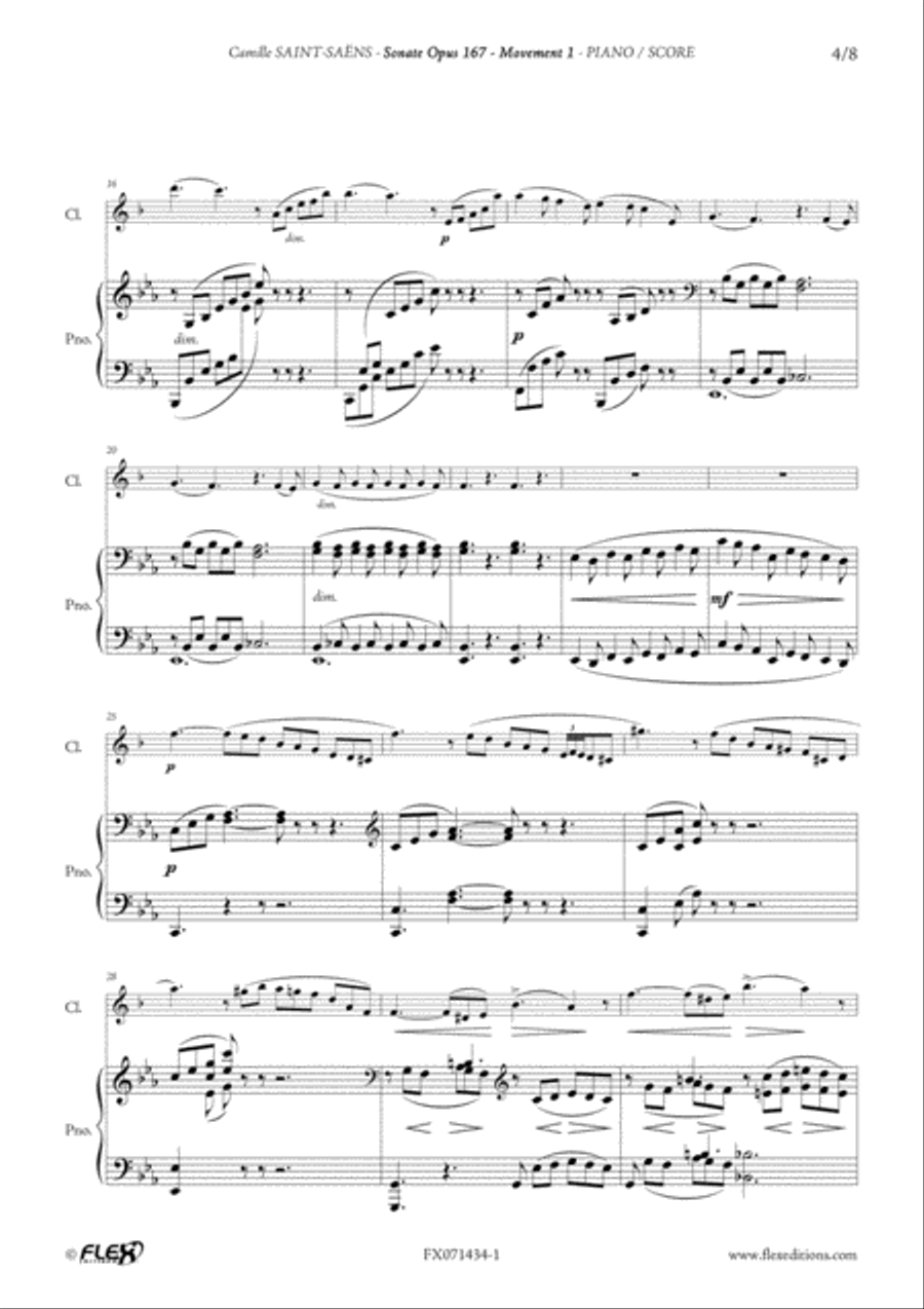 Sonata Opus 167 - Mvt 1 Sonata Opus 167 - Mvt 1 B-Flat Clarinet scores gallery preview page 4