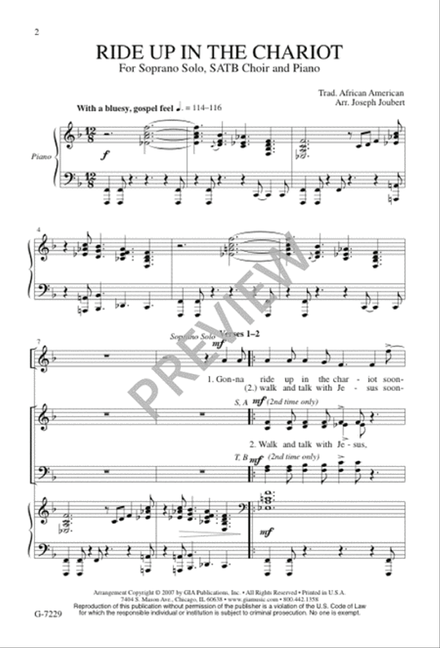 Ride Up in the Chariot 4-Part scores gallery preview page 2