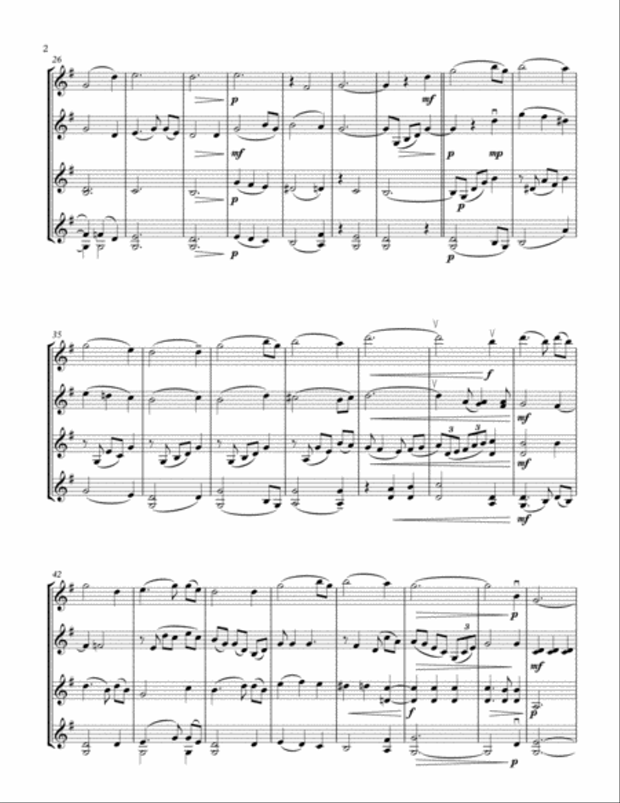 Amazing Grace for 4 violins Small Ensemble scores gallery preview page 2