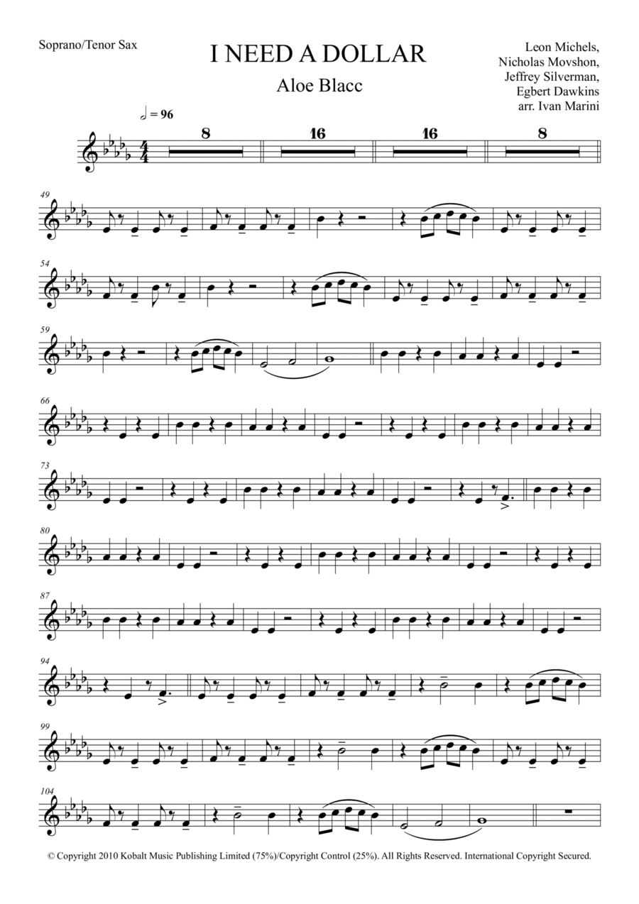 I Need A Dollar Small Ensemble scores gallery preview page 1