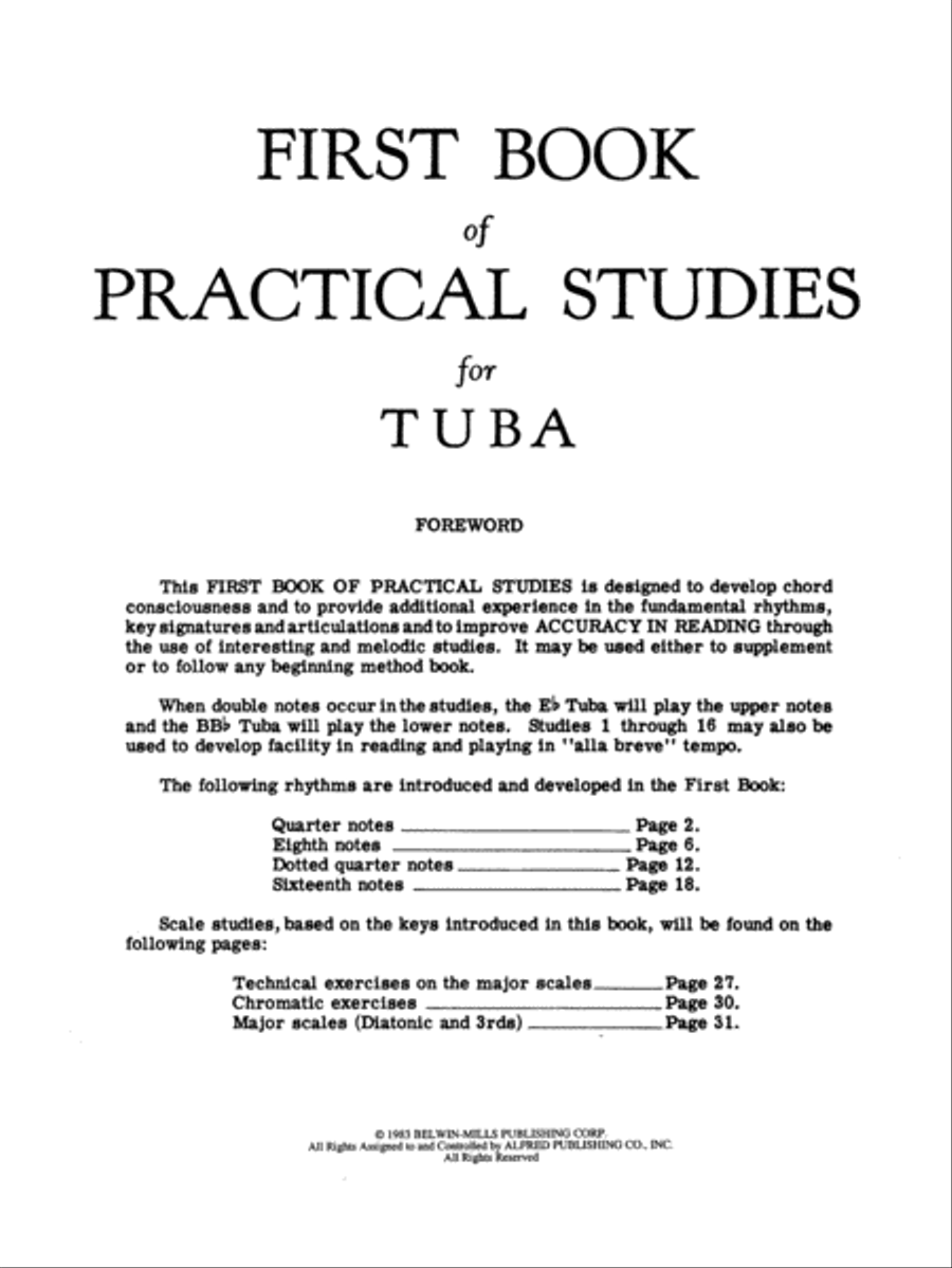 Practical Studies for Tuba, Book 1