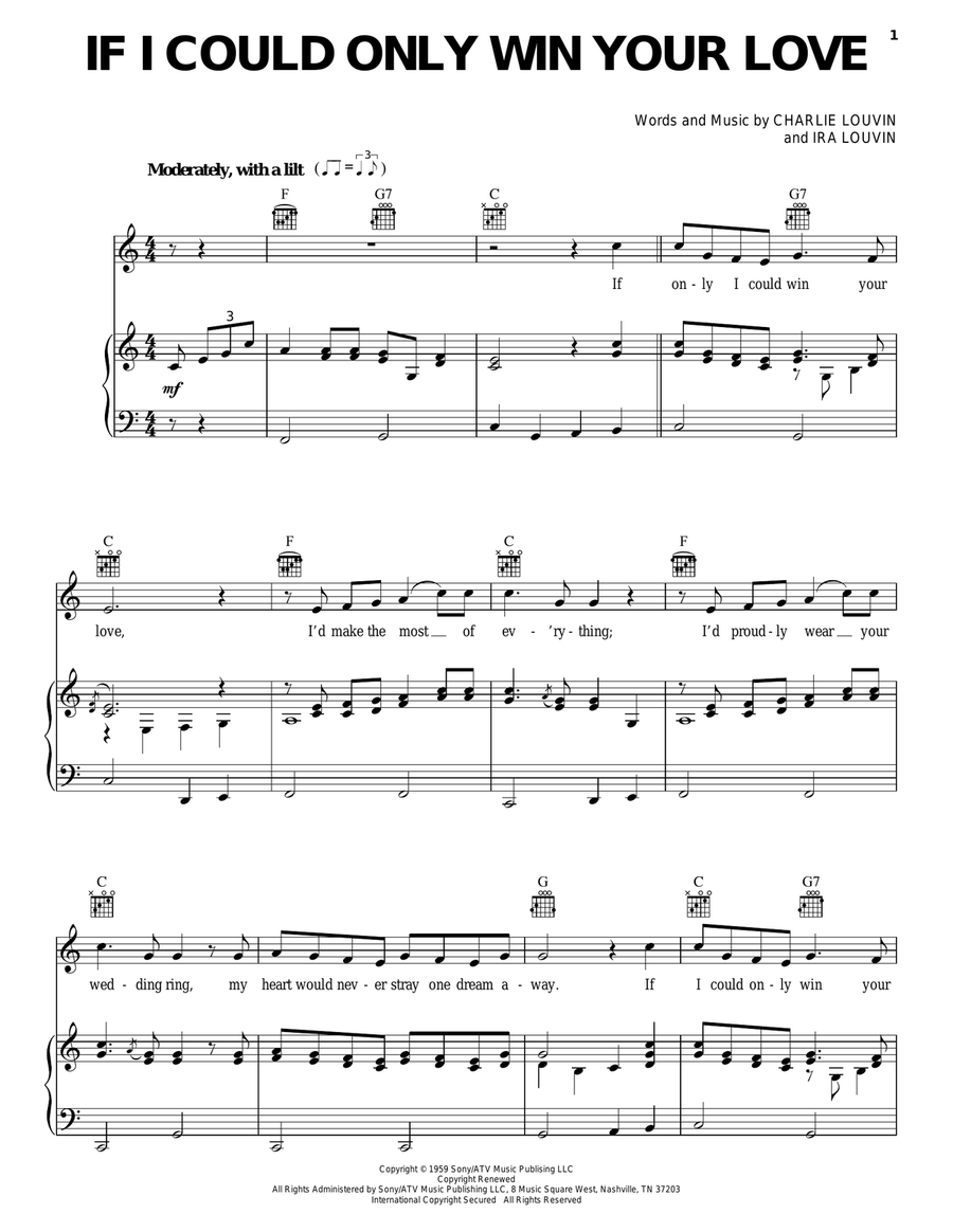 If I Could Only Win Your Love Piano, Vocal, Guitar scores gallery preview page 1