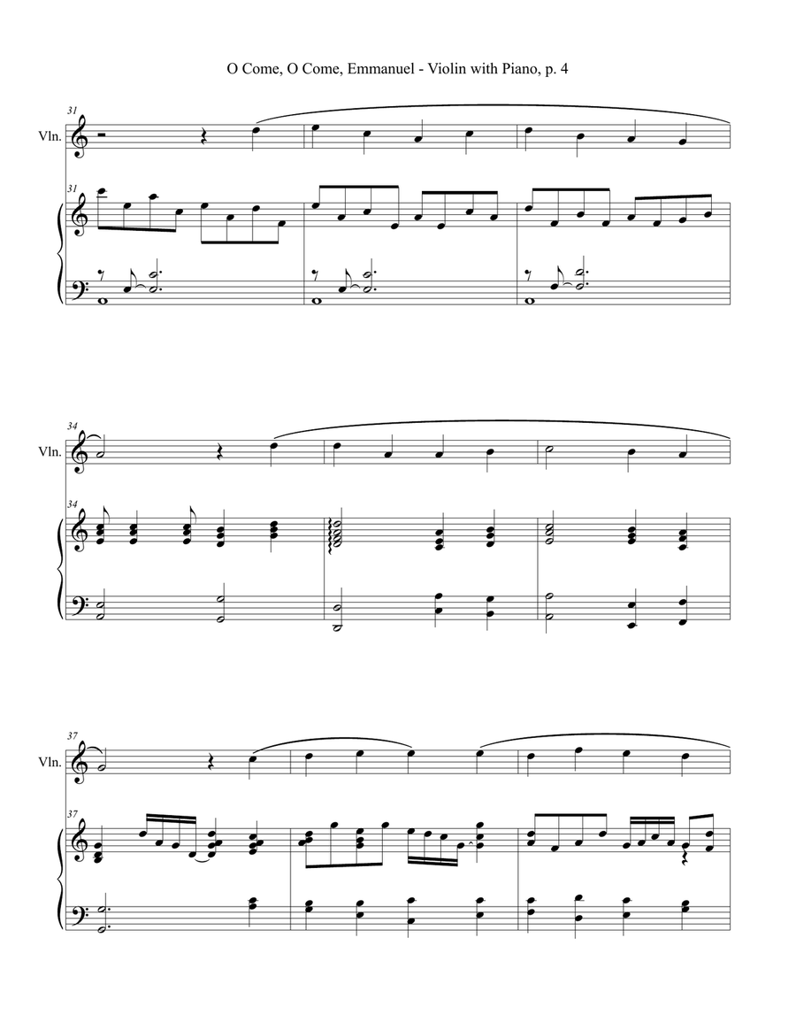 CHRISTMAS HYMNS for Violin and Piano (Includes Score & Parts) Violin Solo scores gallery preview page 5