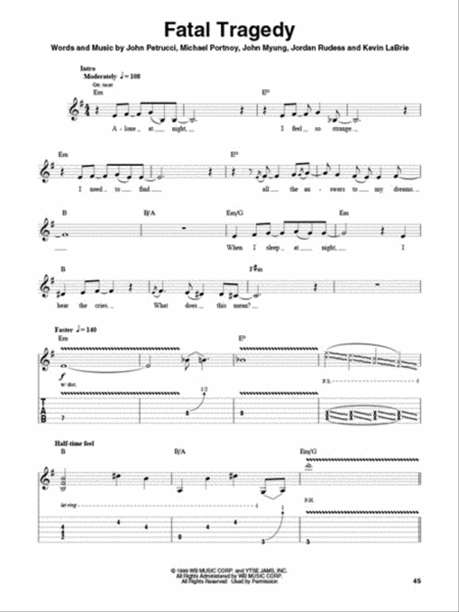 Dream Theater Guitar Tablature scores gallery preview page 5