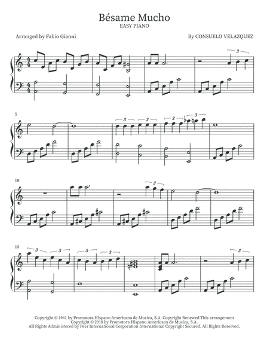 Bésame Mucho Bésame Mucho Easy Piano scores gallery preview page 2