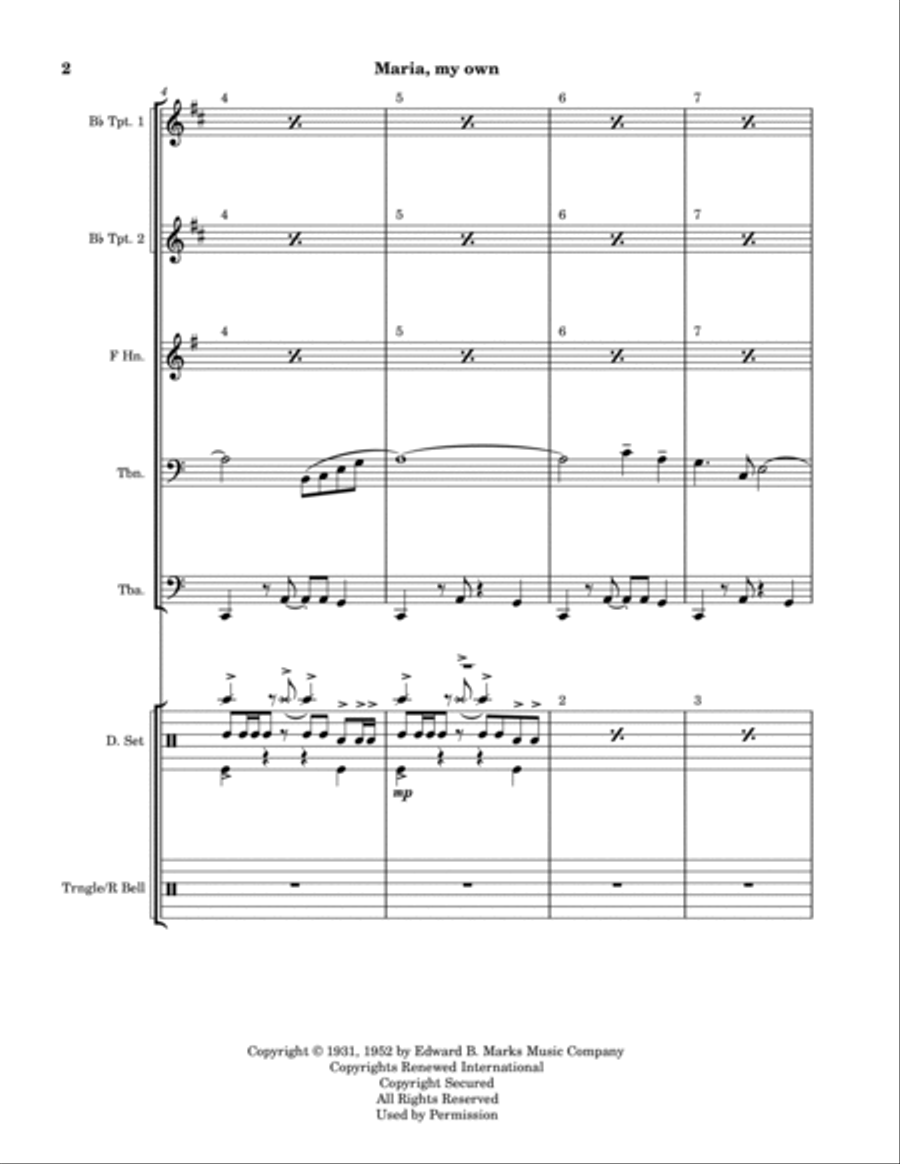 Maria, My Own Brass Quintet scores gallery preview page 2
