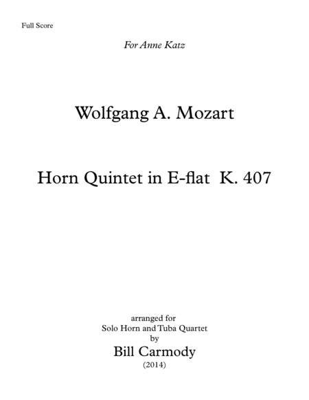 Mozart Horn Quintet w Tuba Quartet acc. (3 mvts)