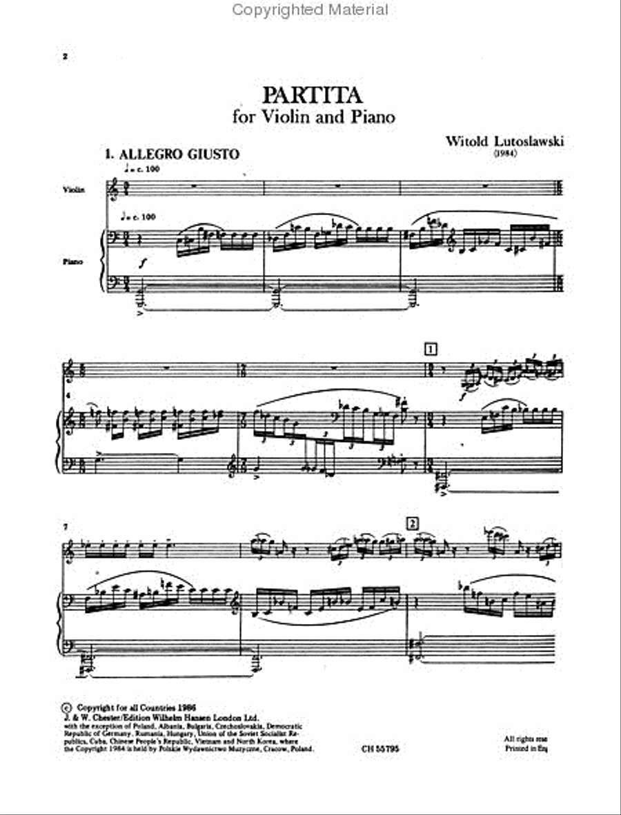 Partita for Violin and Piano Violin Solo scores gallery preview page 2