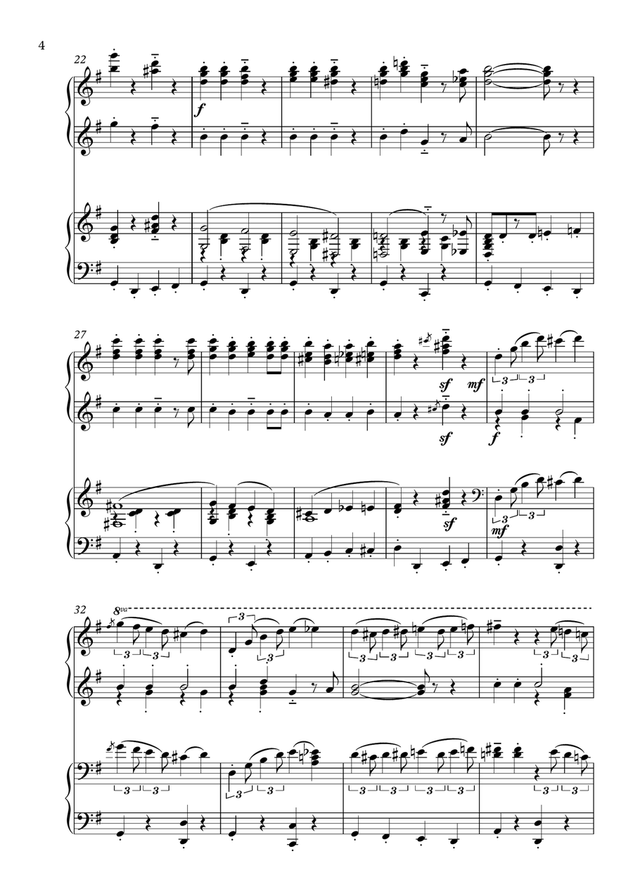 Jingle Bells (Piano Duet - Four Hands) Piano Duet scores gallery preview page 4