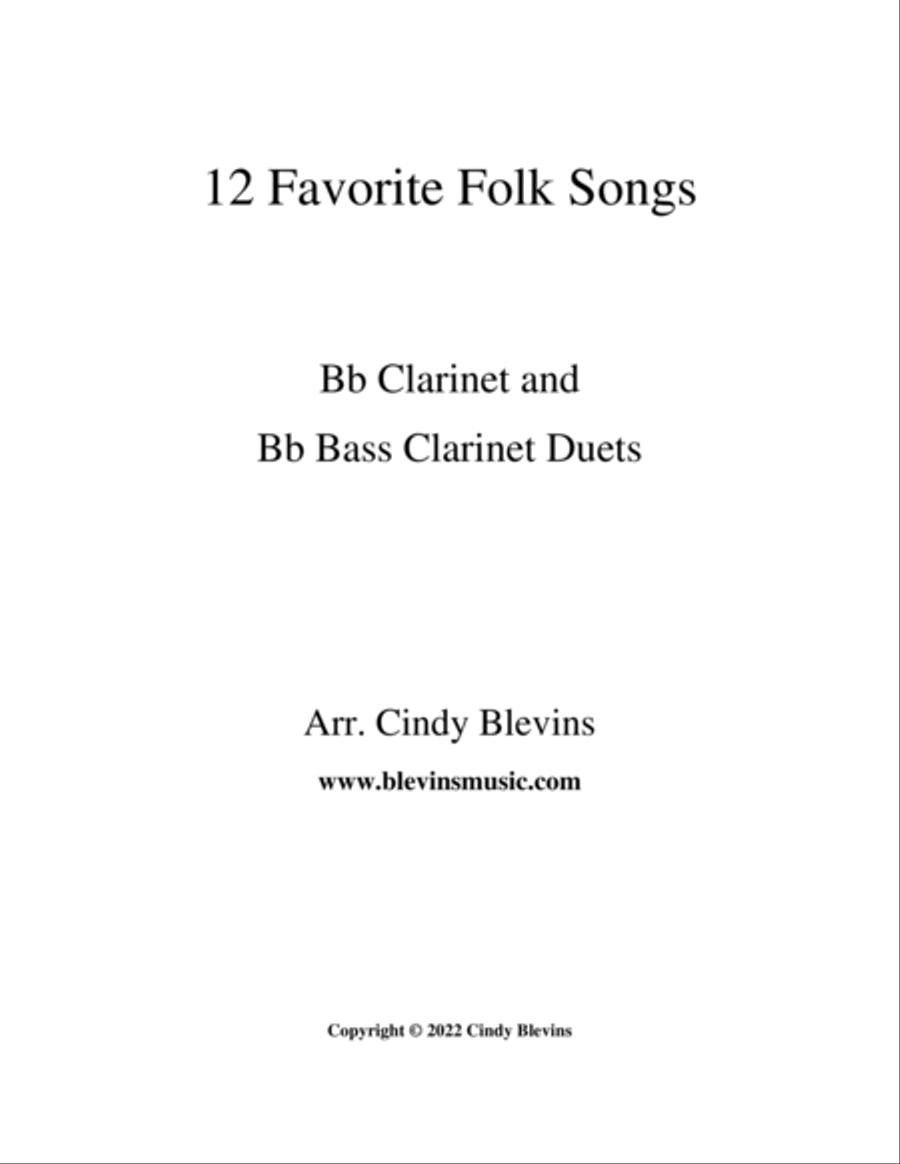 12 Favorite Folk Songs, Bb Clarinet and Bb Bass Clarinet Duets Clarinet Duet scores gallery preview page 6