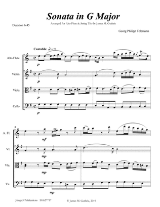 Telemann: Sonata in G Major for Alto Flute & String Trio