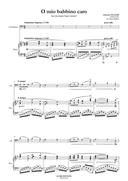 Puccini: O Mio Babbino Caro (for Contrabass and Piano) image number null