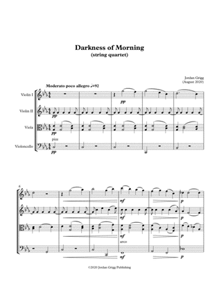 Book cover for Darkness of Morning (string quartet)