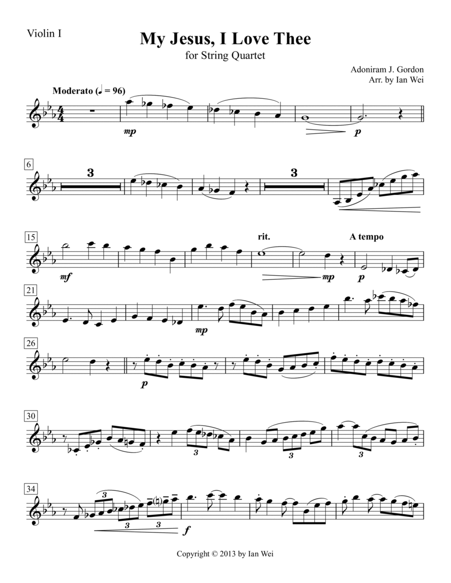 My Jesus, I Love Thee for String Quartet String Quartet scores gallery preview page 1