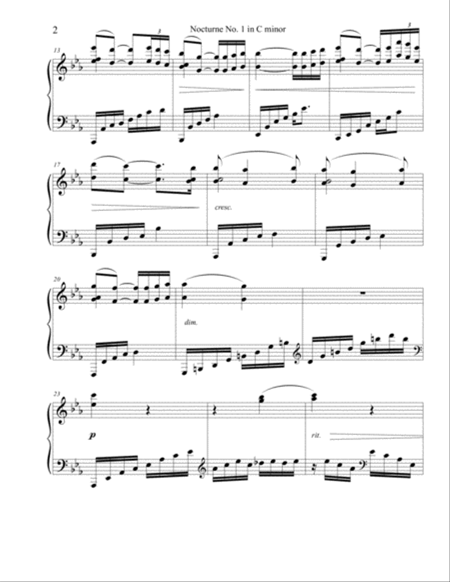 Nocturne No. 1 in C minor, for Piano Solo Piano Solo scores gallery preview page 2