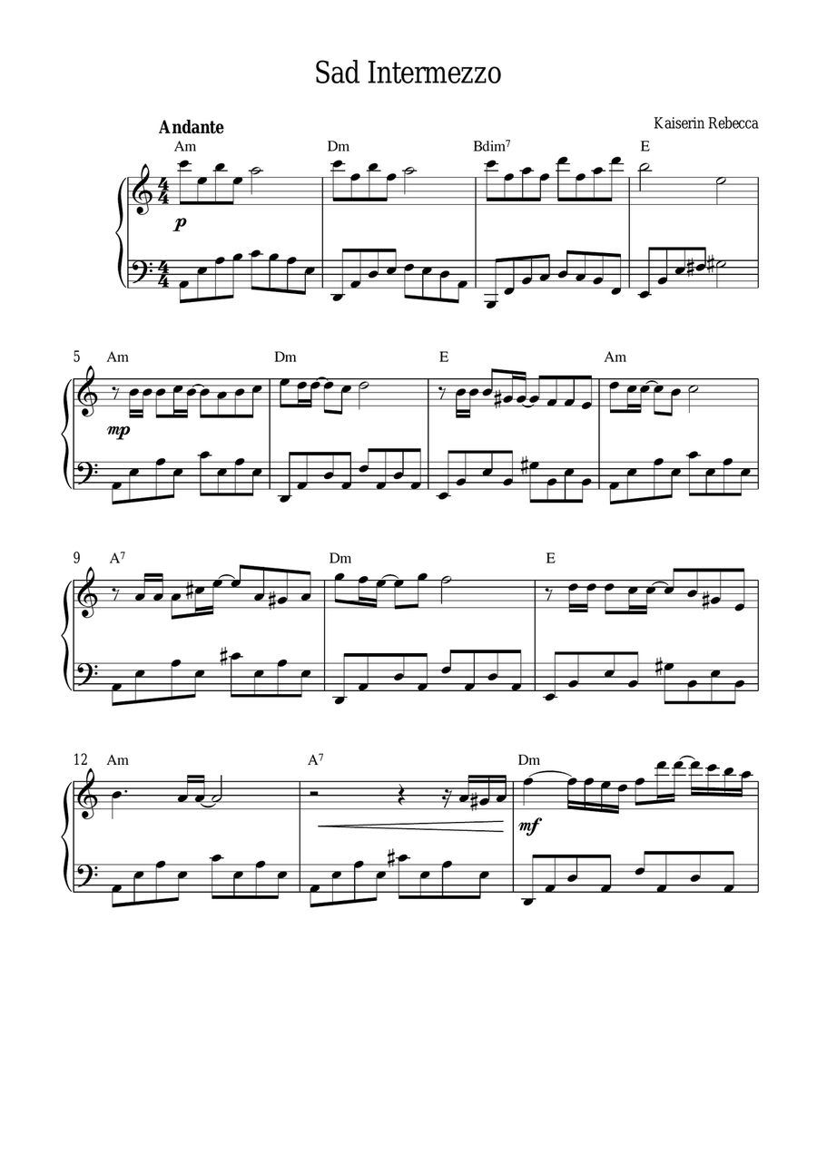 Sad Intermezzo Piano Method scores gallery preview page 1