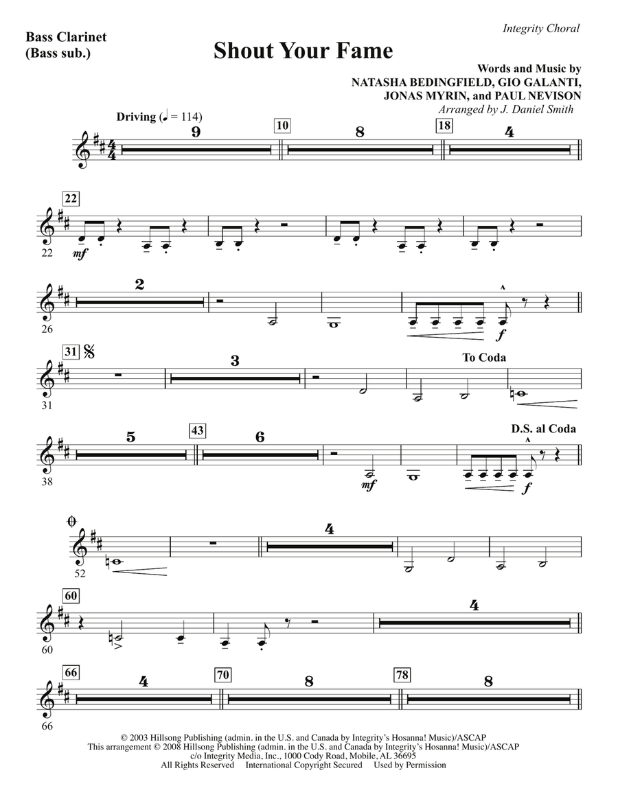 Shout Your Fame - Bass Clarinet (sub. dbl bass)