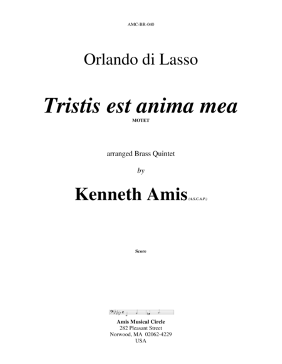Tristis est anima mea Brass Quintet scores gallery preview page 1