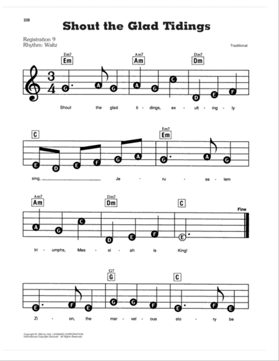 Shout The Glad Tidings Electronic Keyboard scores gallery preview page 1