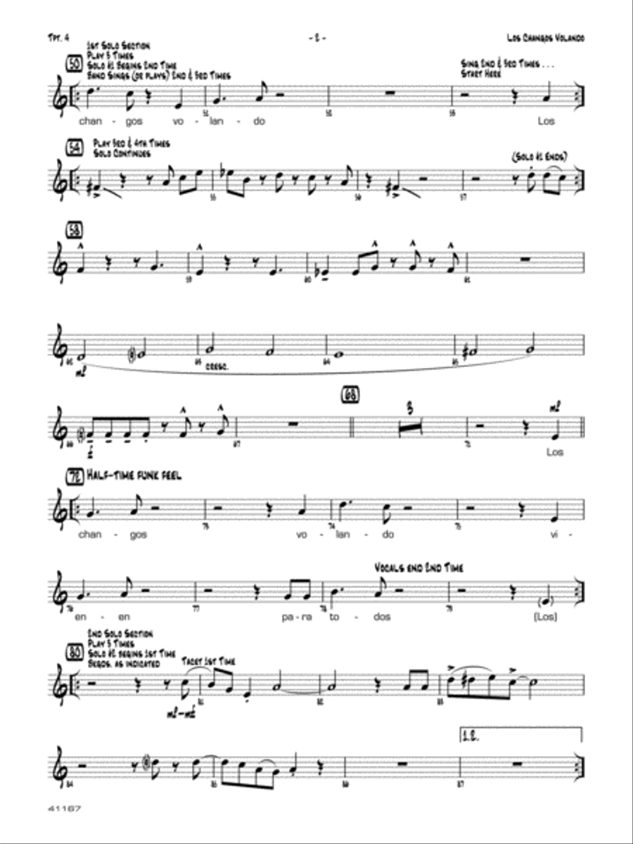 Los changos volando: 4th B-flat Trumpet Jazz Ensemble scores gallery preview page 2